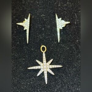 Apm Monaco meteorite cubic zirconia sterling silver earrings and pendant set